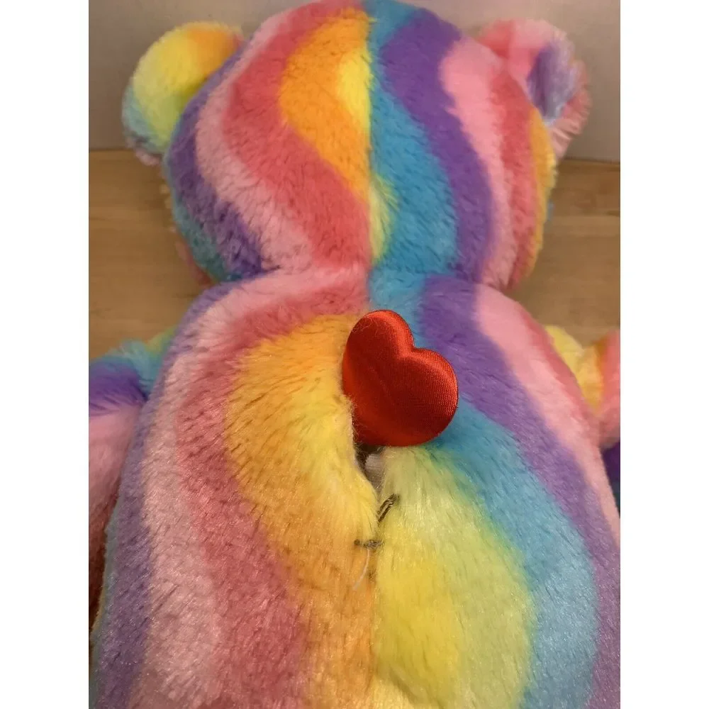 BUILD A BEAR PASTEL RAINBOW CURVED STRIPES ‎ PLUSH TEDDY BEAR 17